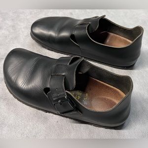 Black Leather Birkenstock London Sandal Loafer Slip-On Shoes